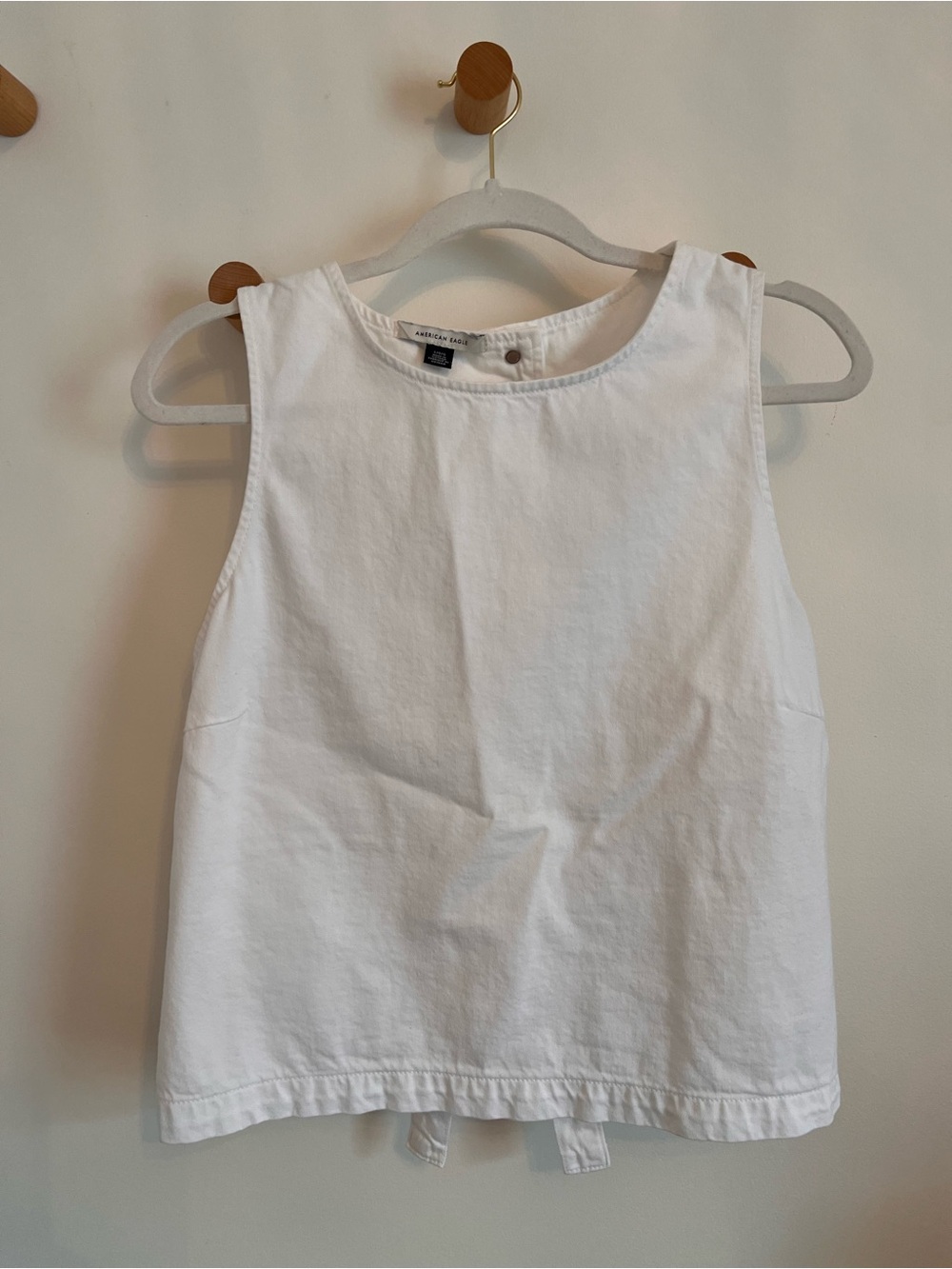 American Eagle Outfitters White Tie-back Denim Tank Top